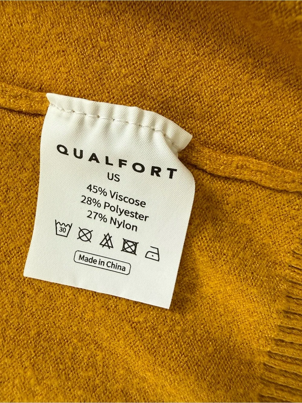 Qualfort Mustard Open-Front Knit Cardigan Sweater, Cropped Length, Large
